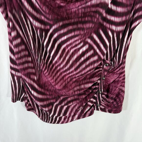 Worthington Blouse WOmen's 1X Red Striped Tank Top Round Neck Stretch - Picture 3 of 10